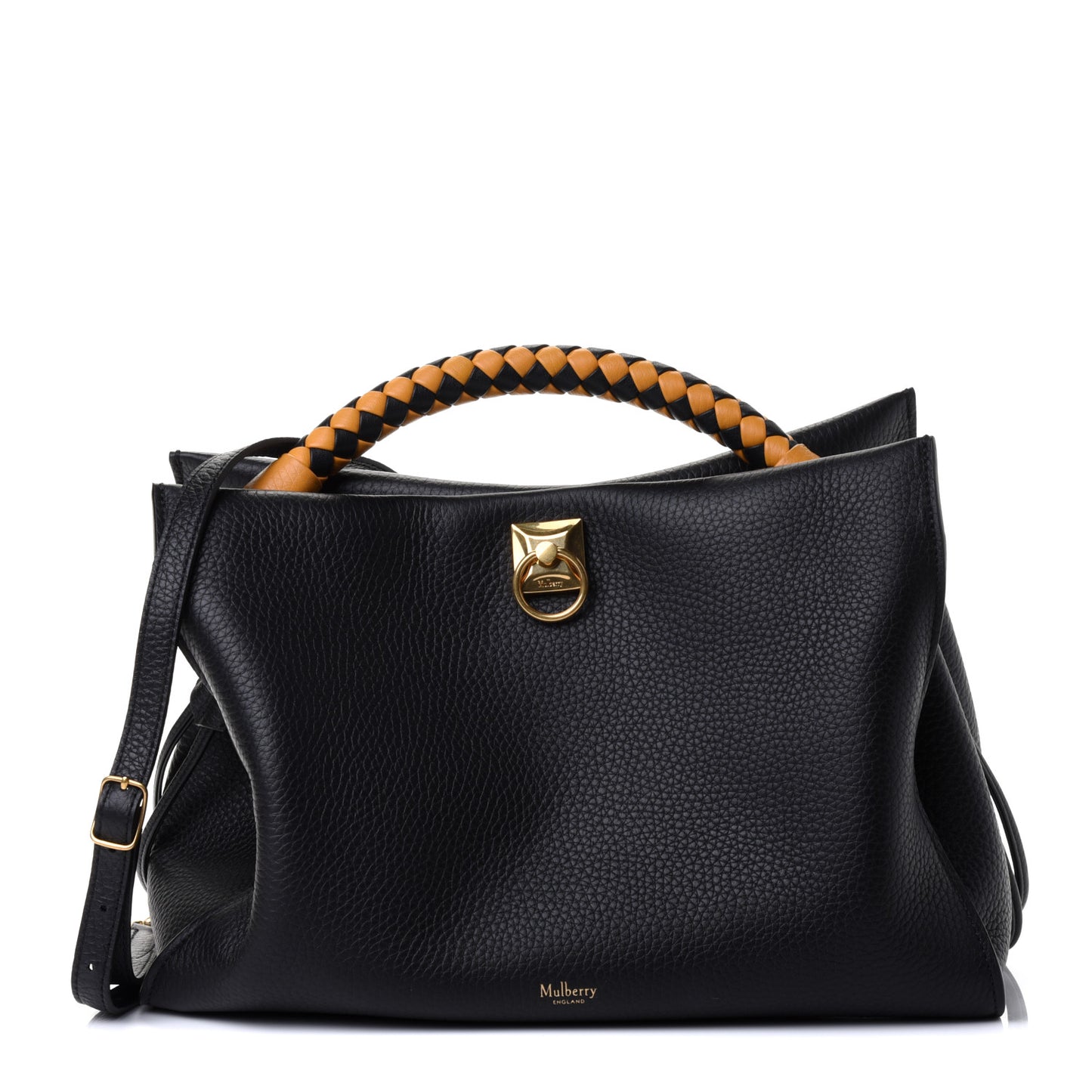 Heavy Grain Iris Tote Black Deep Amber