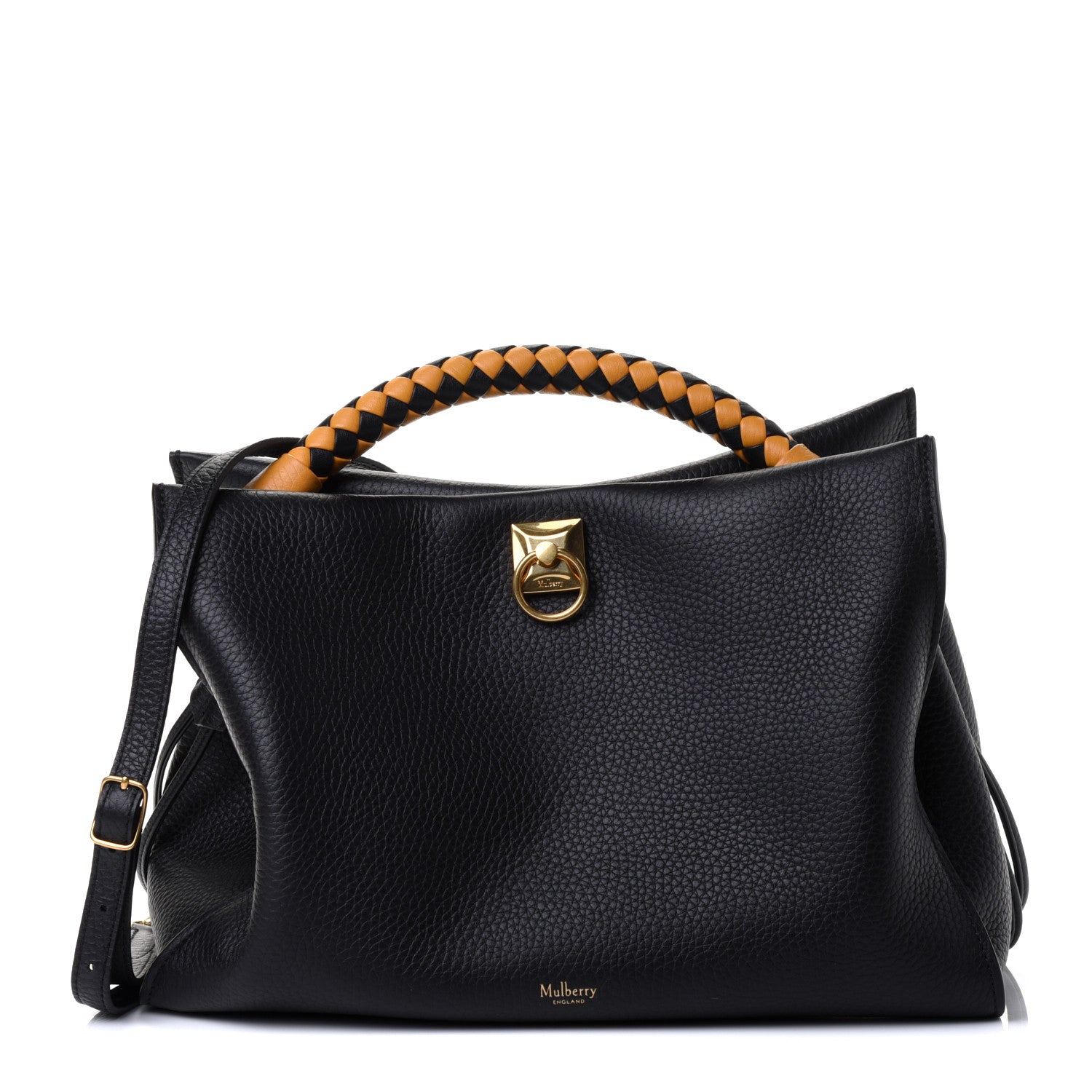 Mulberry Heavy Grain Iris Tote Black Deep Amber 1 of 4