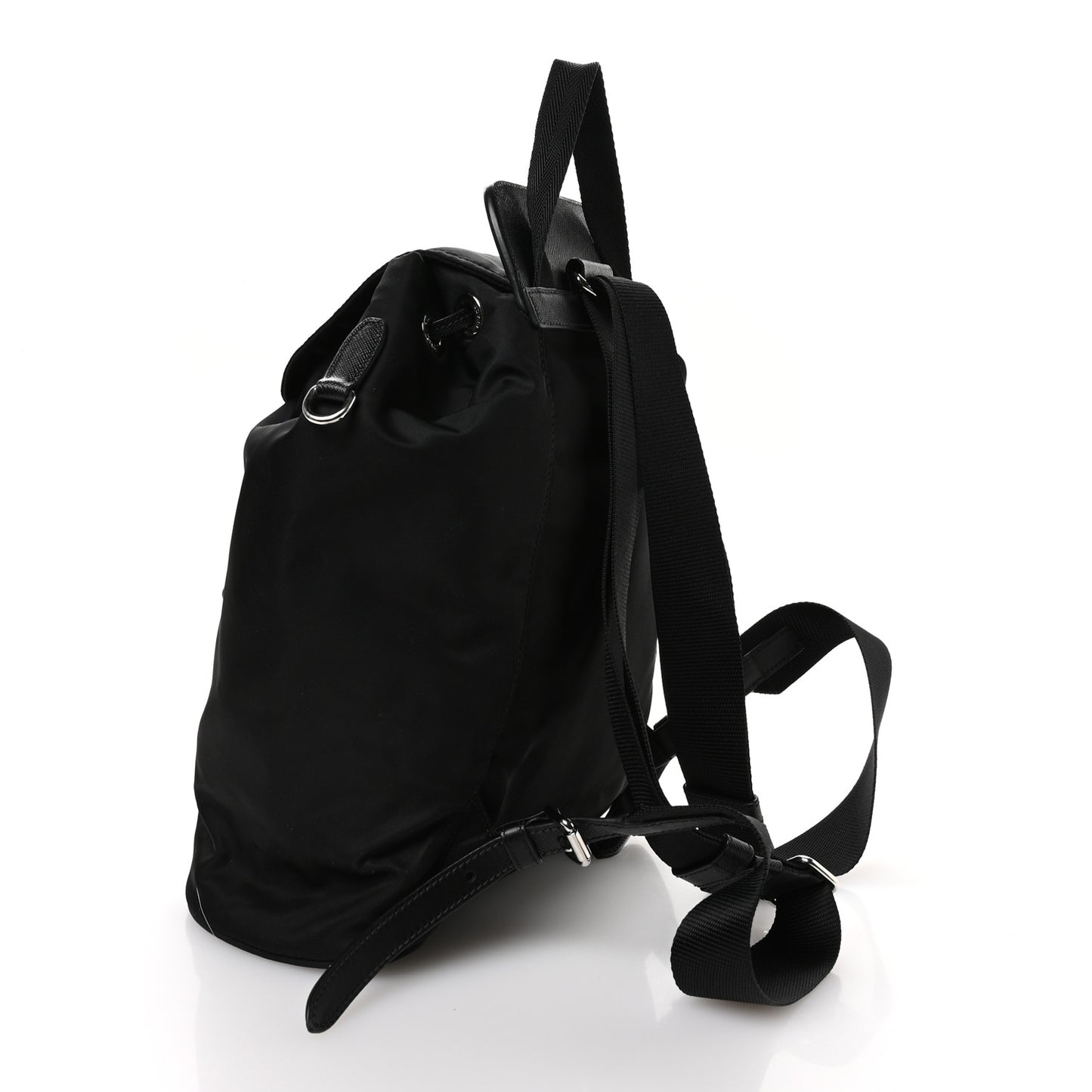 Nylon Vela Saffiano Small Cinch Backpack Black