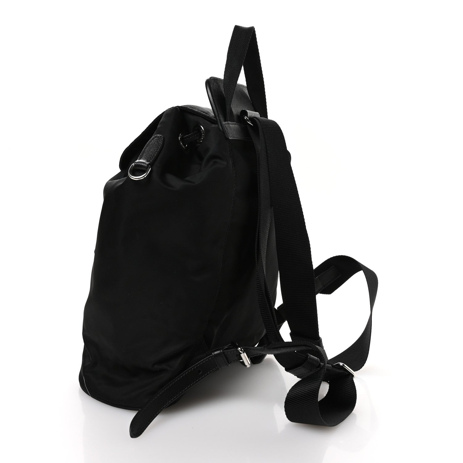 Prada Nylon Vela Saffiano Small Cinch Backpack Black 3 of 11
