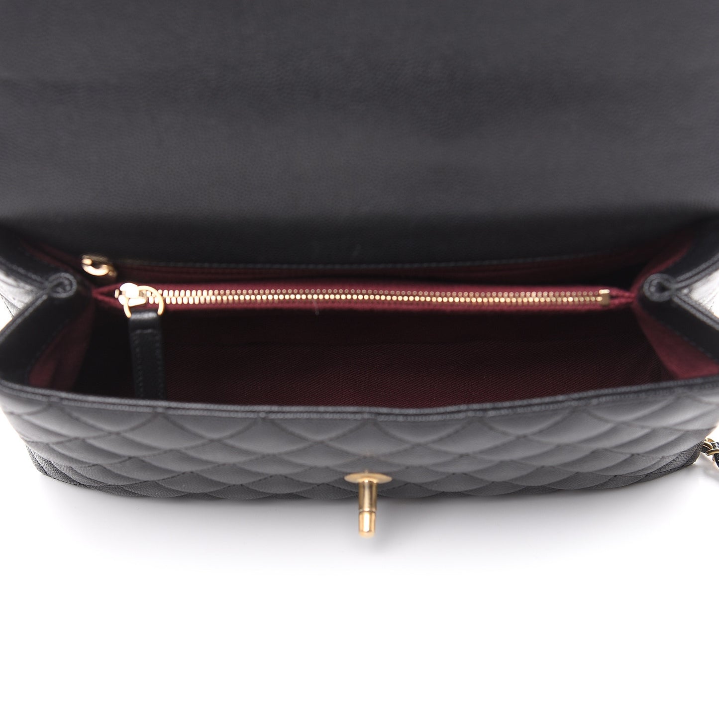 Caviar Quilted Small Coco Handle Flap Black