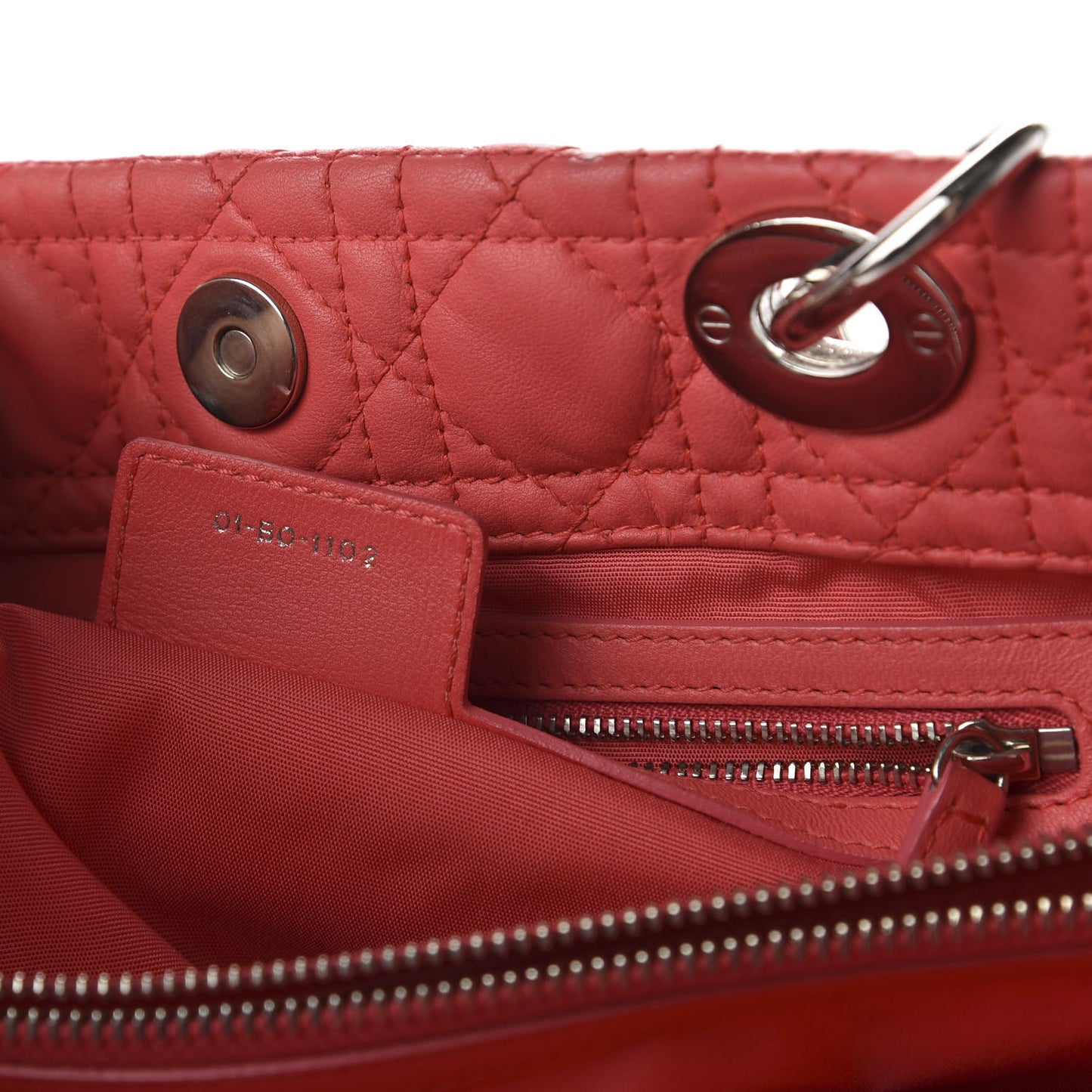 Lambskin Cannage Large Dior Soft Shopping Tote Coral