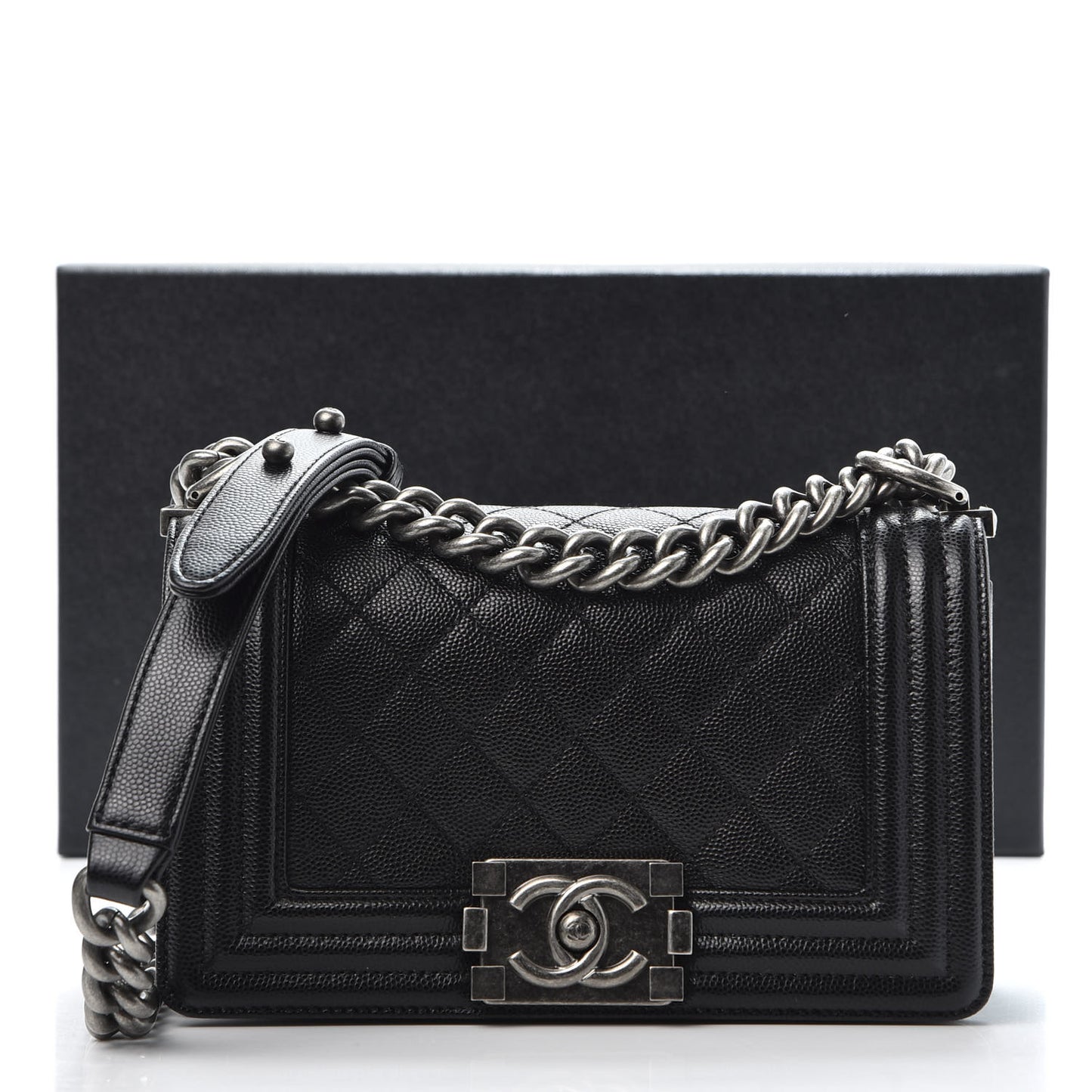 Caviar Quilted Small Boy Flap Black