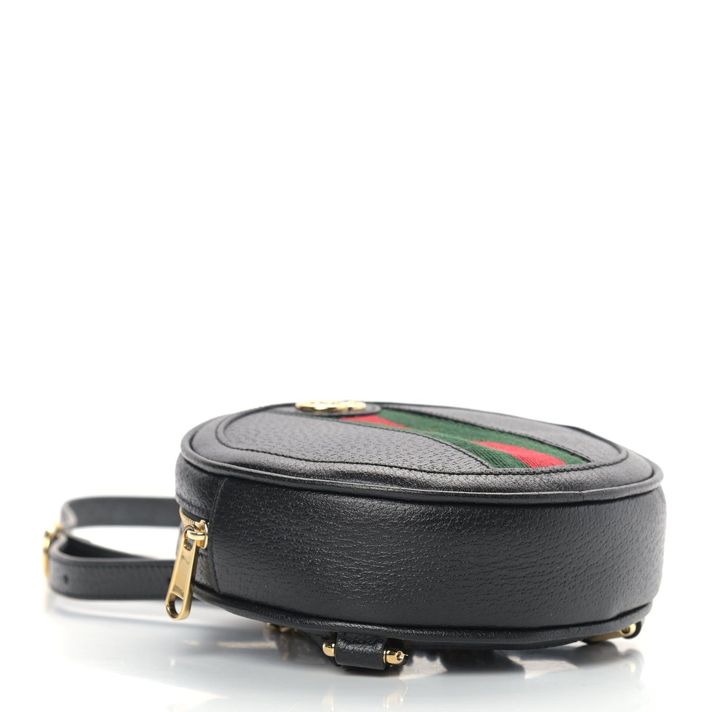 Grained Calfskin Web Mini Ophidia Round Backpack Black