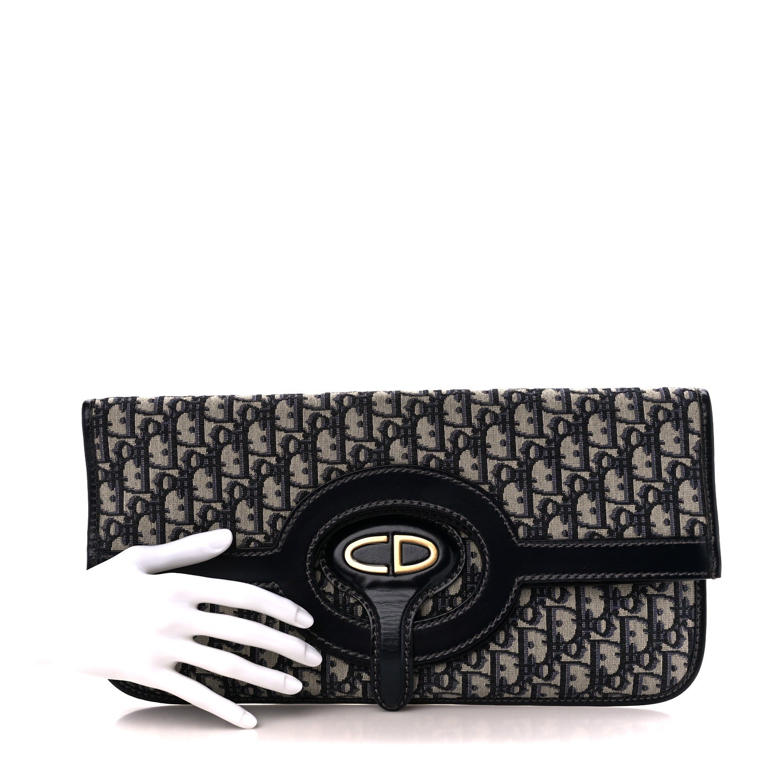 Christian Dior Oblique Fold Over Clutch Blue 2 of 10