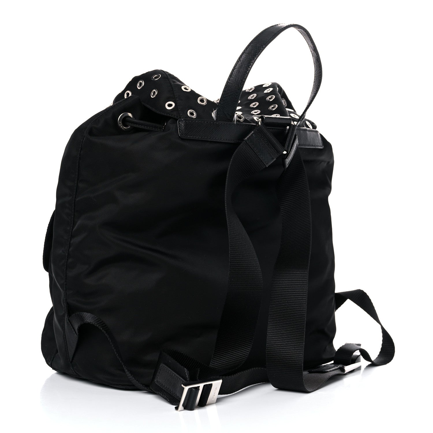 Prada Tessuto Nylon Grommet Backpack Black 3 of 21