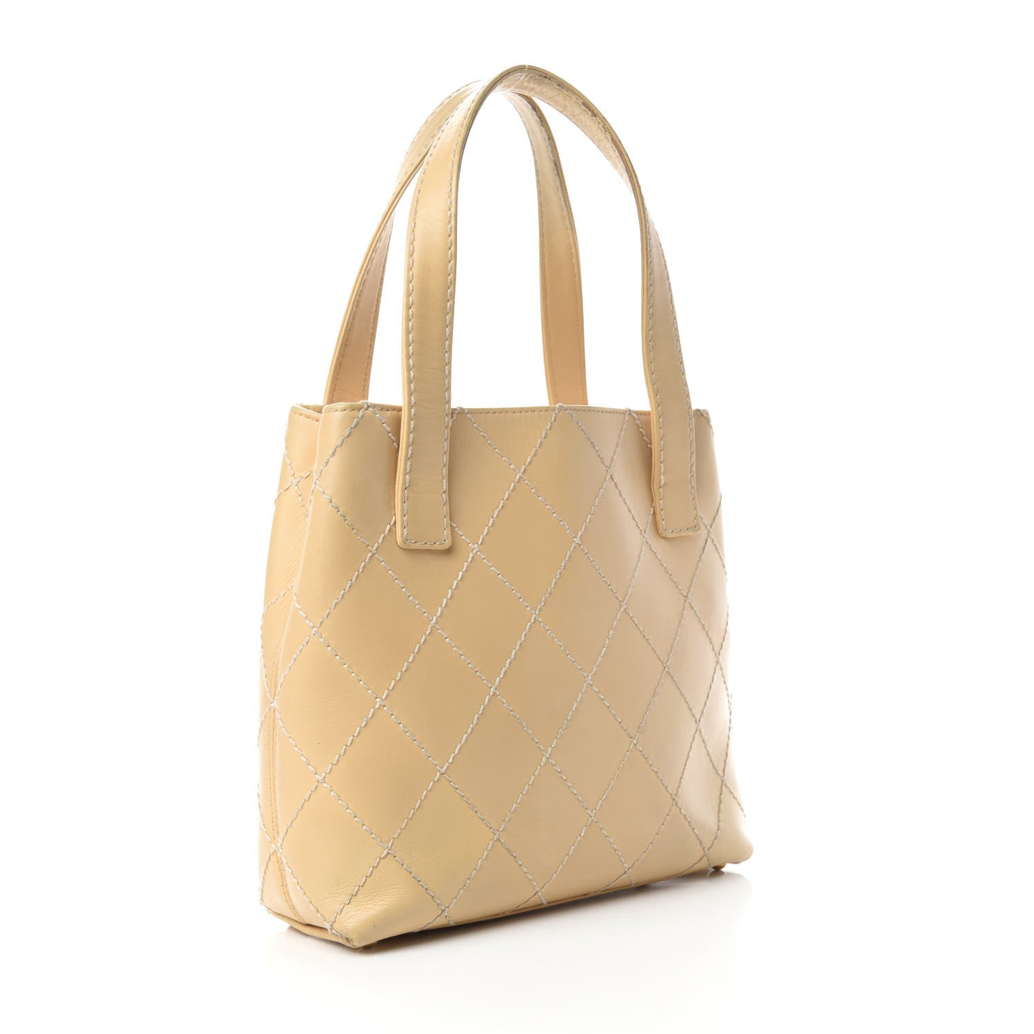 Chanel Calfskin Wild Stitch Tote Beige 3 of 13