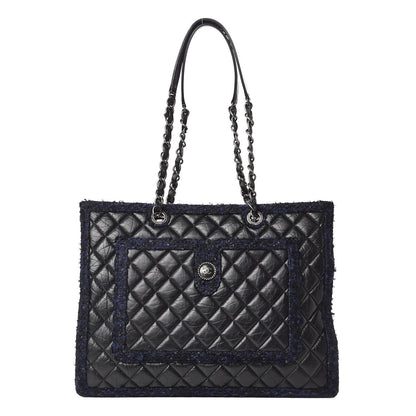Chanel Aged Calfskin Quilted Tweed Large Secrets Tote Black 1 of 11