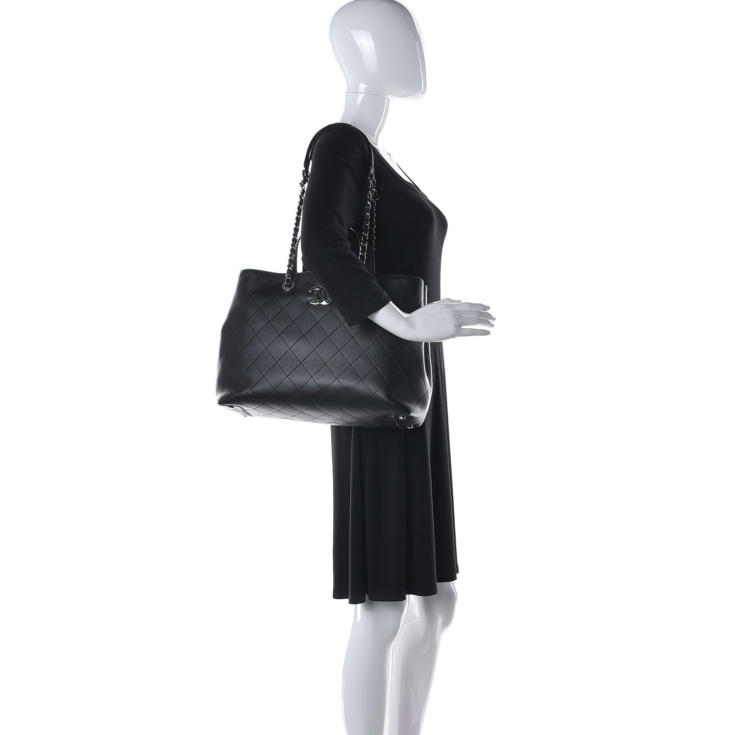 Chanel Calfskin Large Serial Shopper Tote Black 2 of 10