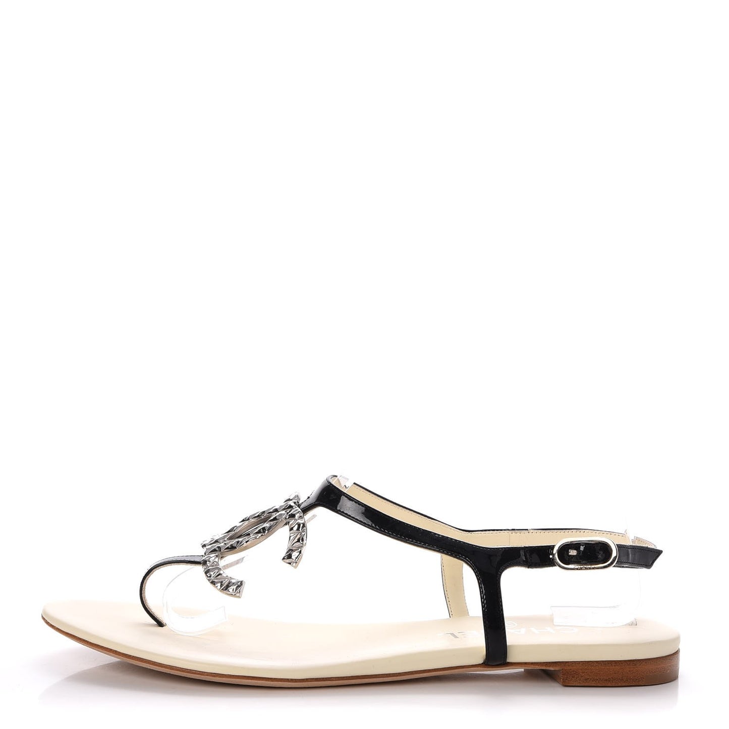 Patent CC Thong Sandals 38 Black