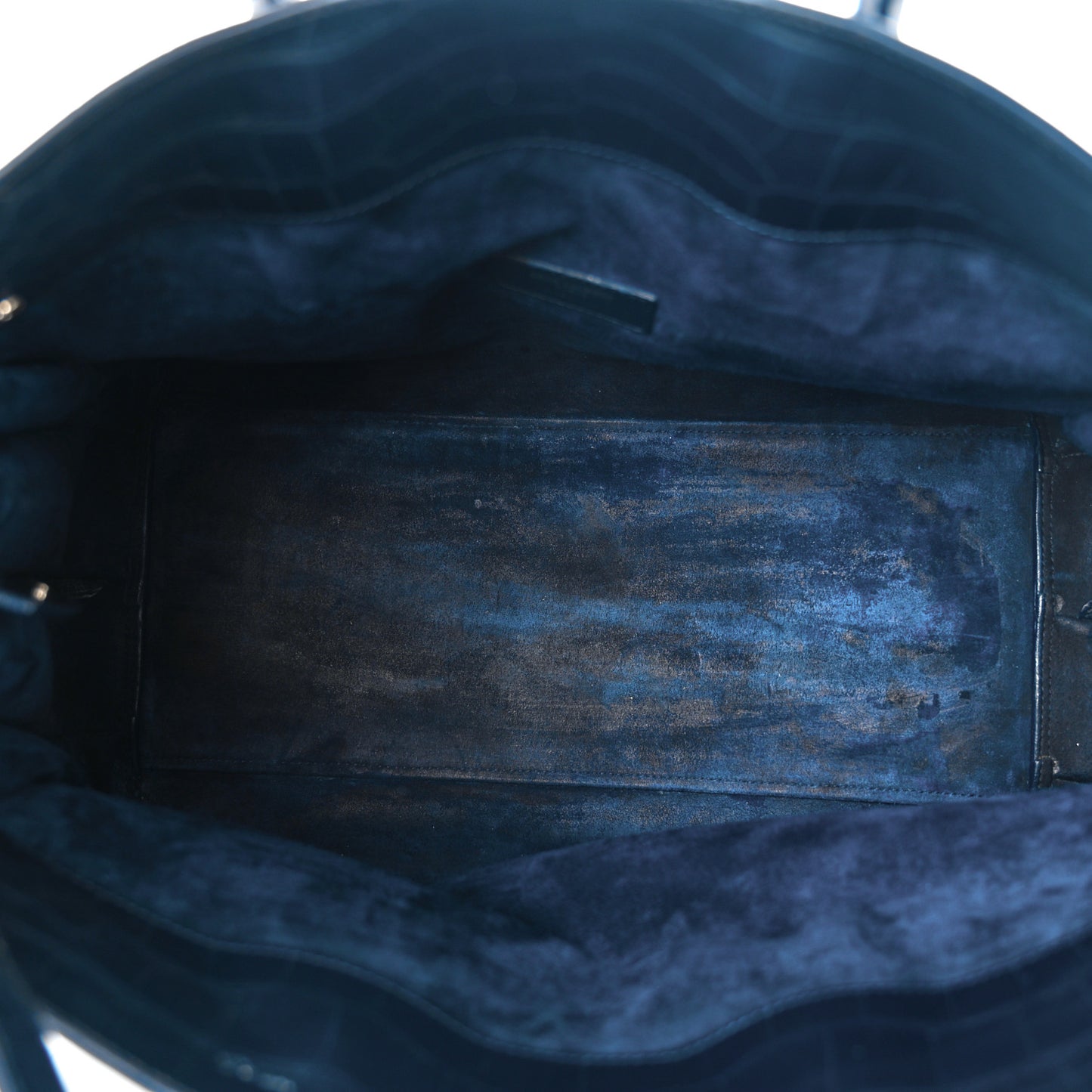 Calfskin Crocodile Embossed Medium Souple Sac De Jour Navy