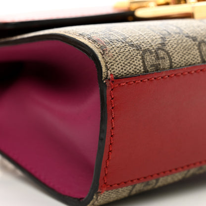 Gucci GG Supreme Monogram Calfskin Small Padlock Shoulder Bag Beige Hibiscus Red New Rosette 14 of 14