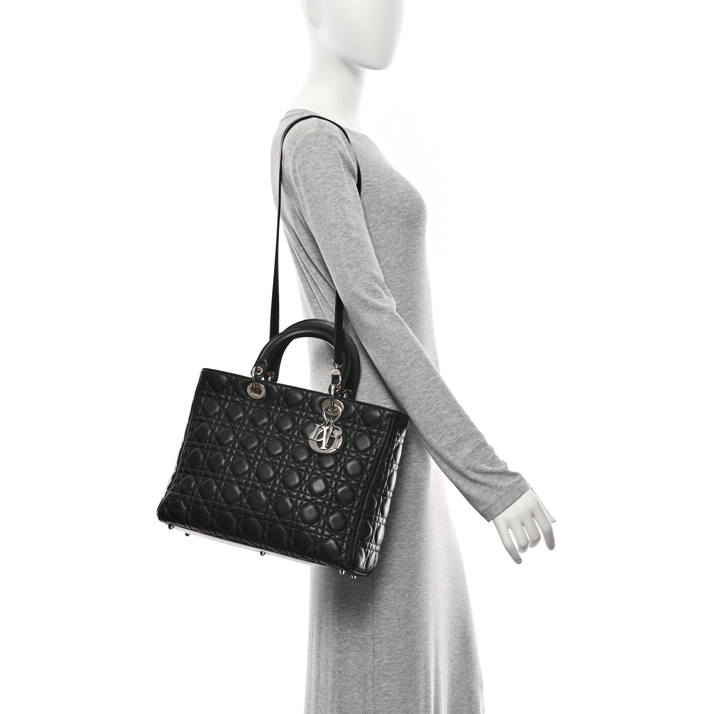 Lambskin Cannage Large Lady Dior Black