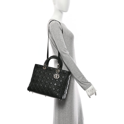 Christian Dior Lambskin Cannage Large Lady Dior Black 2 of 10
