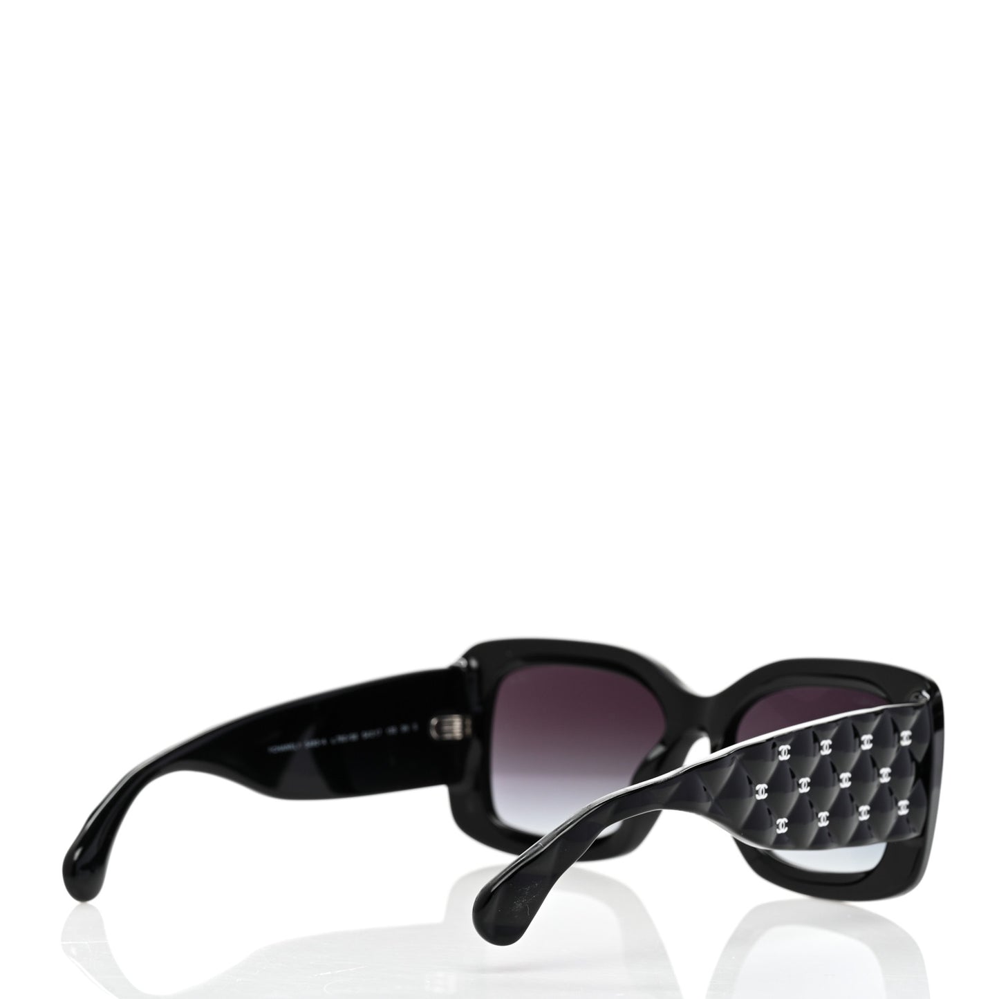 Acetate Quilted CC Rectangle Sunglasses 5483-A Black