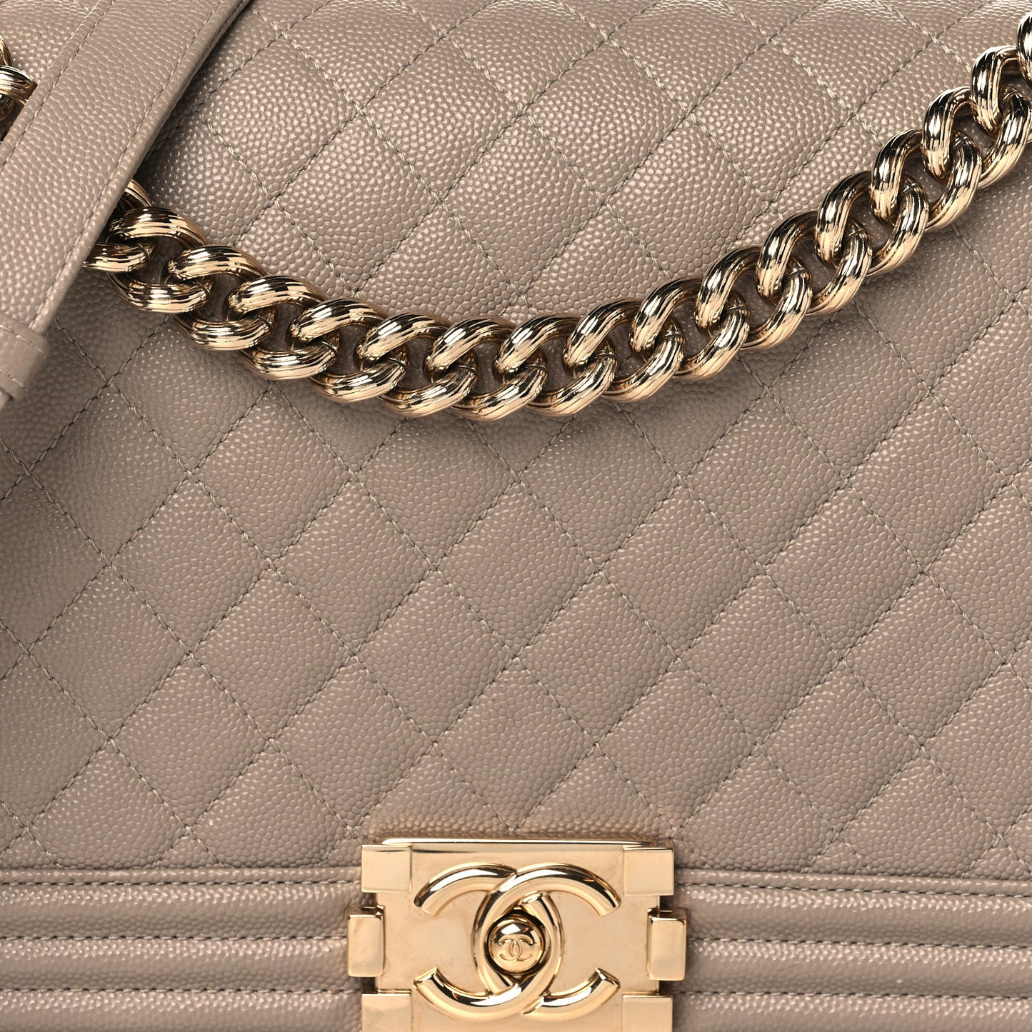 Caviar Quilted New Medium Boy Flap Grey