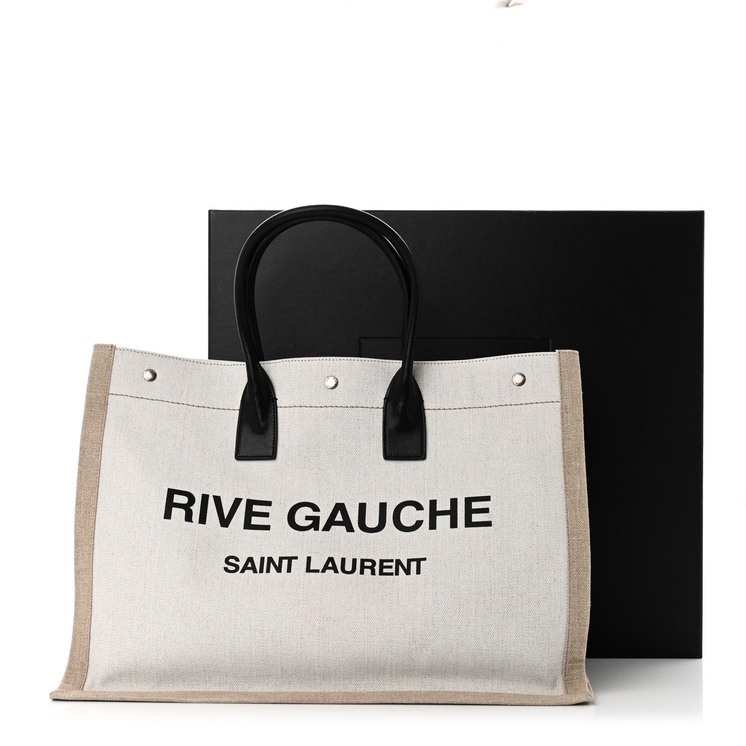 Saint Laurent Linen Calfskin Rive Gauche Tote Optic White 10 of 10