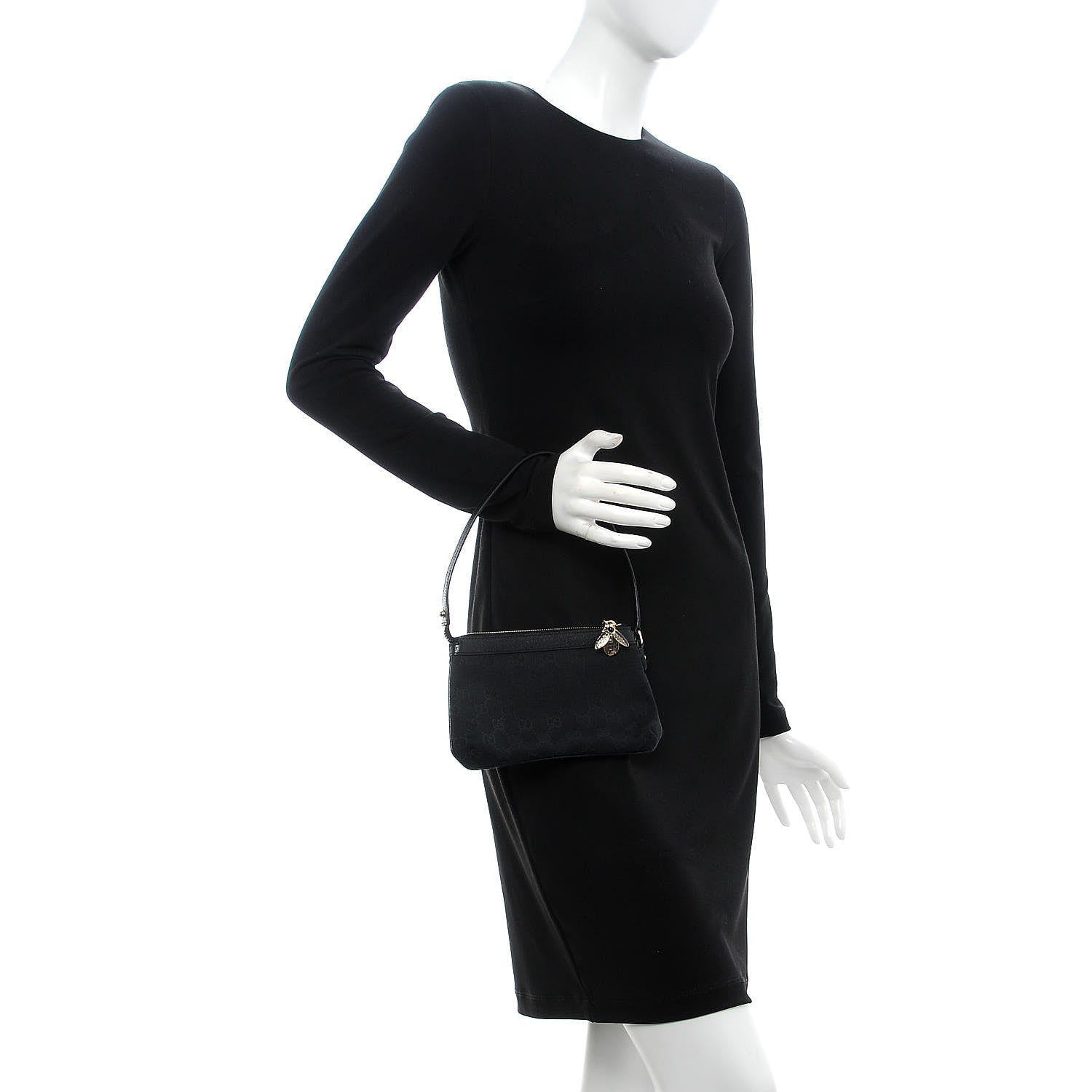 Gucci Monogram Bumble Bee Charm Pochette Black 2 of 8