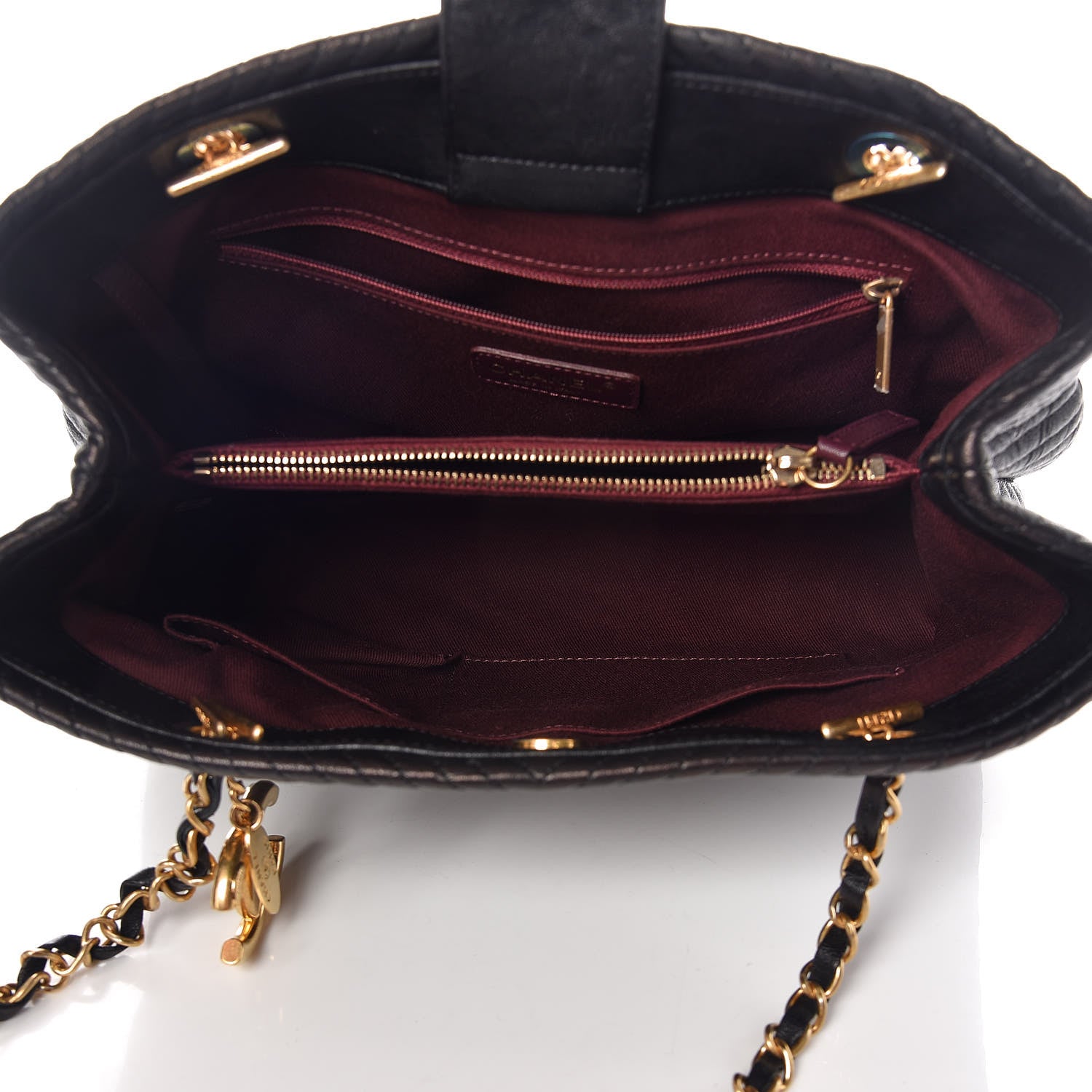 Chanel Wrinkled Lambskin Chevron Quilted Surpique Tote Black 7 of 9
