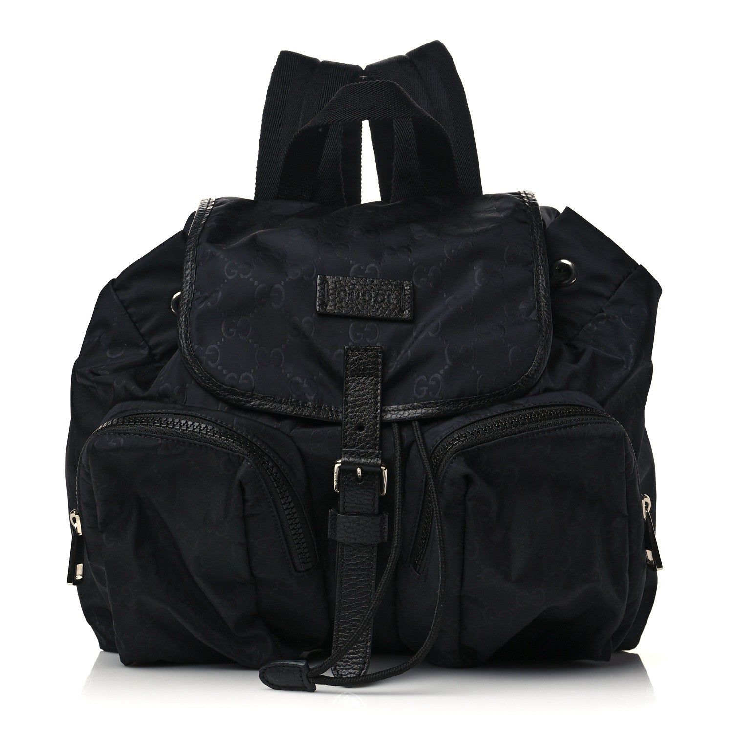 Gucci Nylon Monogram Medium Light Single Buckle Backpack Black 1 of 6