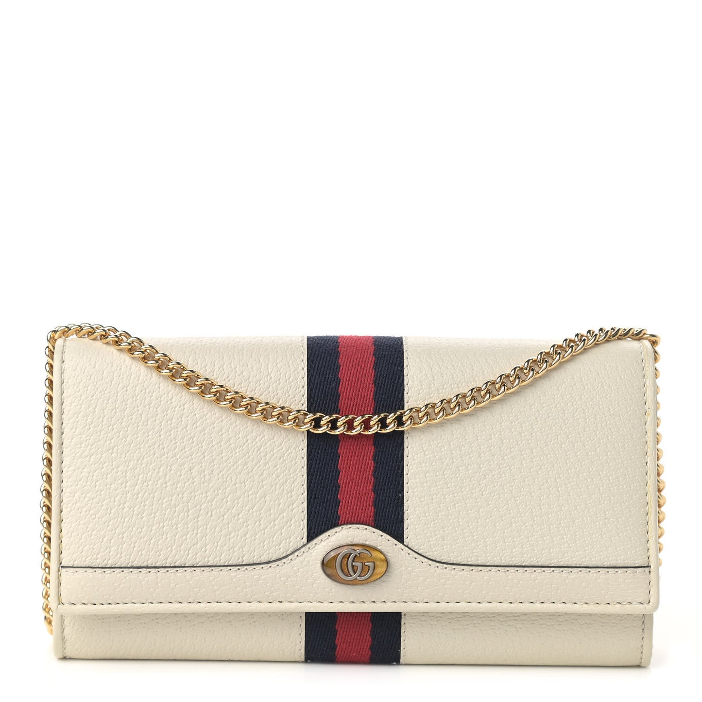 Textured Calfskin Web Ophidia Wallet On Chain Mystic White