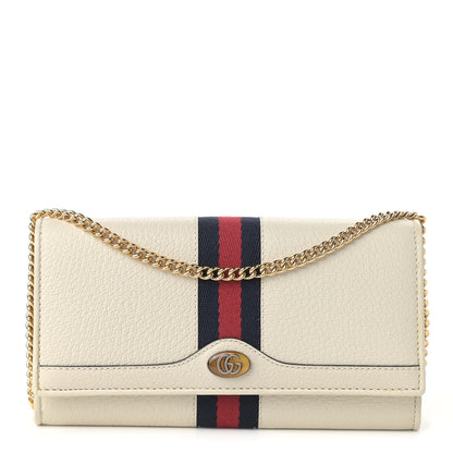 Gucci Textured Calfskin Web Ophidia Wallet On Chain Mystic White 1 of 10