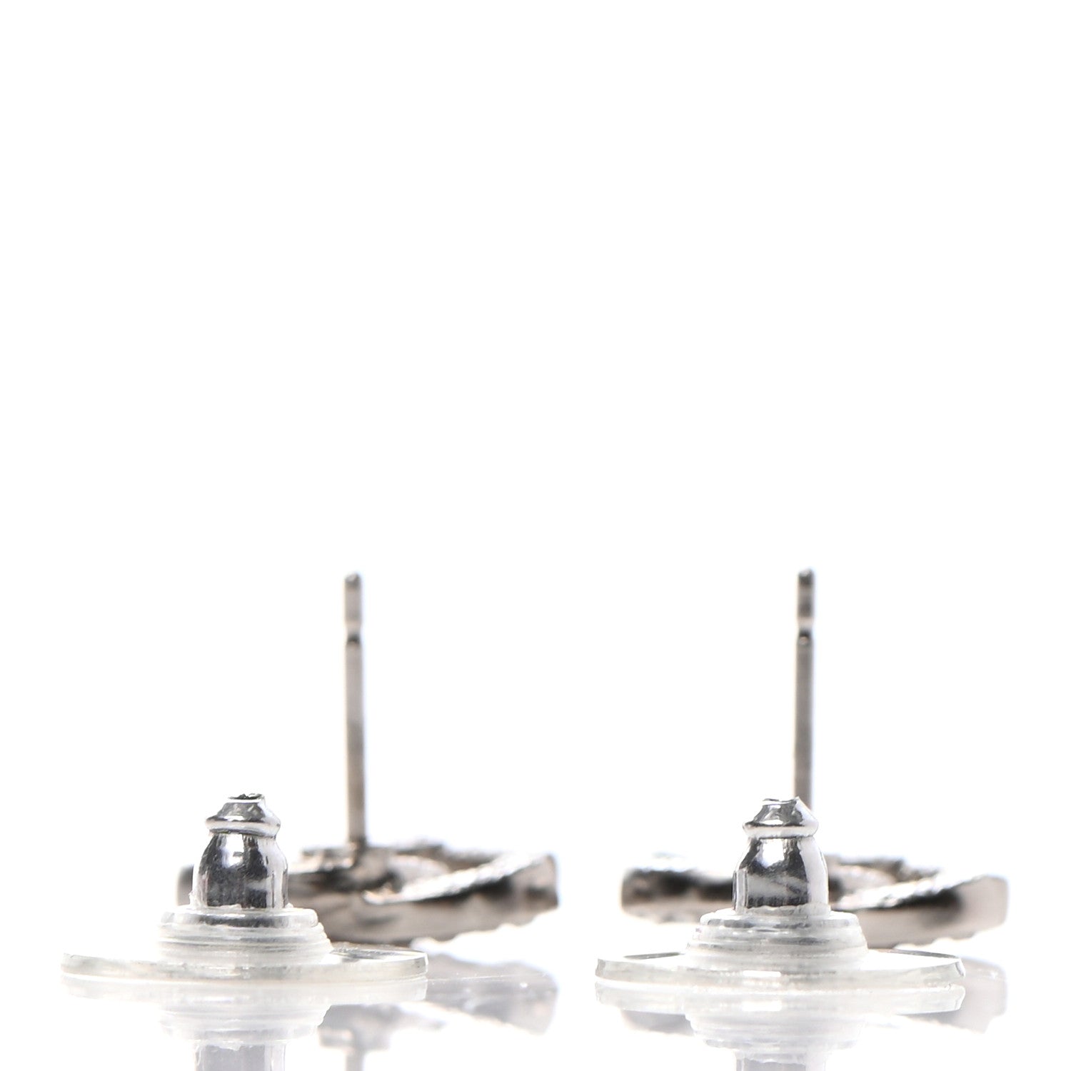 Chanel Crystal Mini CC Earrings Silver 3 of 4