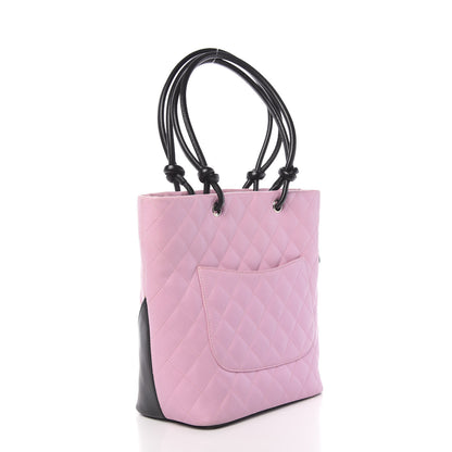 Chanel Calfskin Quilted Medium Cambon Tote Pink Black 3 of 12