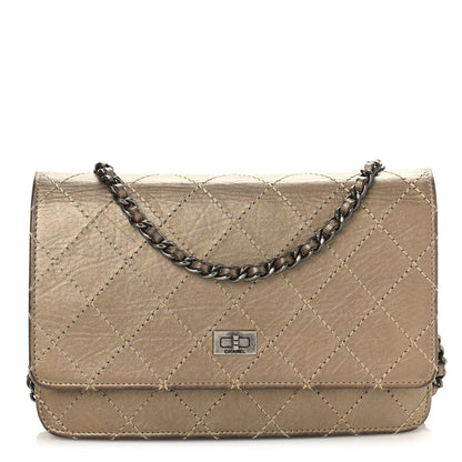 Chanel Metallic Aged Calfskin Quilted Reissue Wallet On Chain WOC Gold 1 of 13