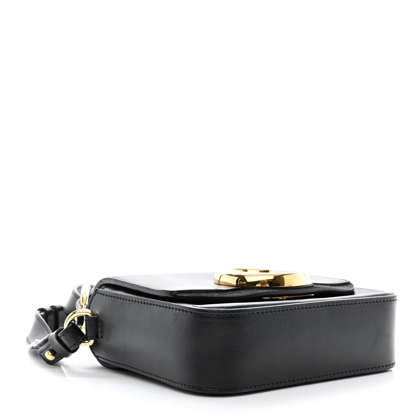 Shiny Calfskin Suede Mini C Double Carry Black