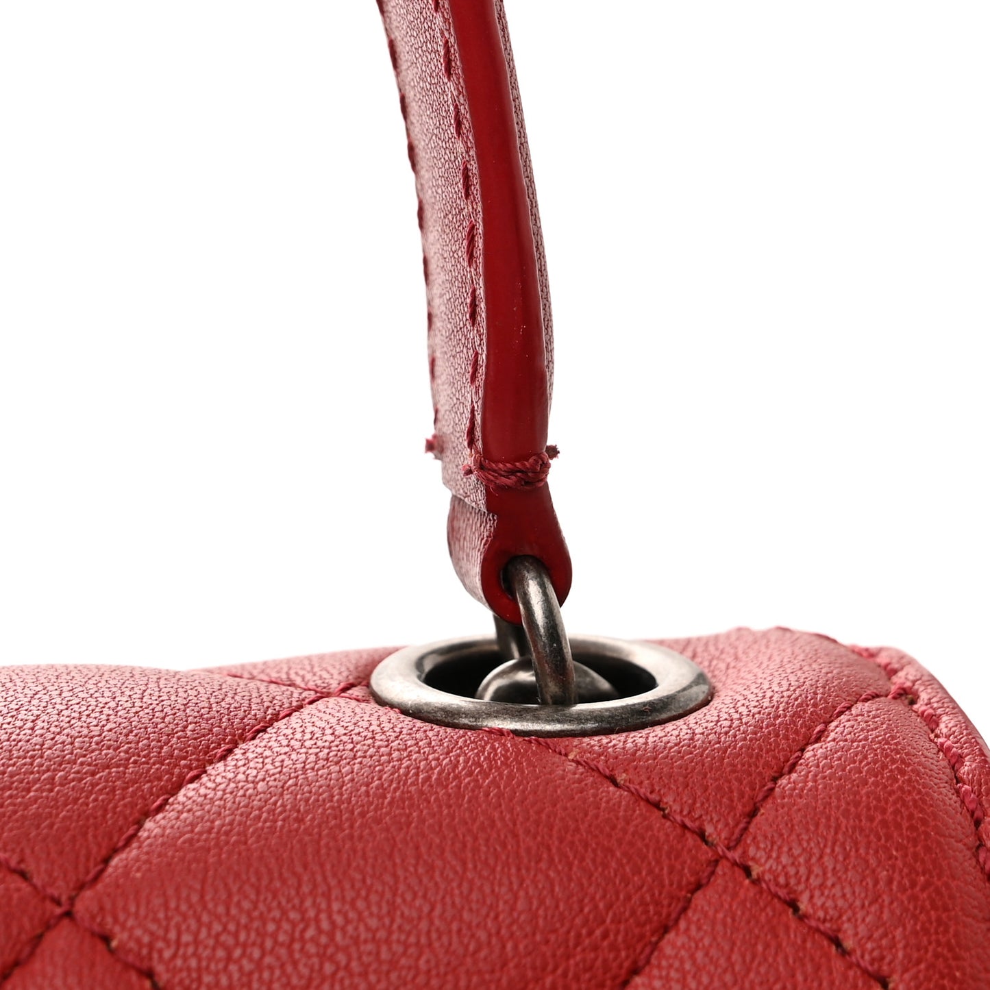 Lambskin Quilted Mini Natural CC Flap Red