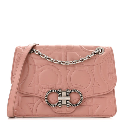 Salvatore Ferragamo Calfskin Quilted Gancini Flap Bag Antique Rose 1 of 10