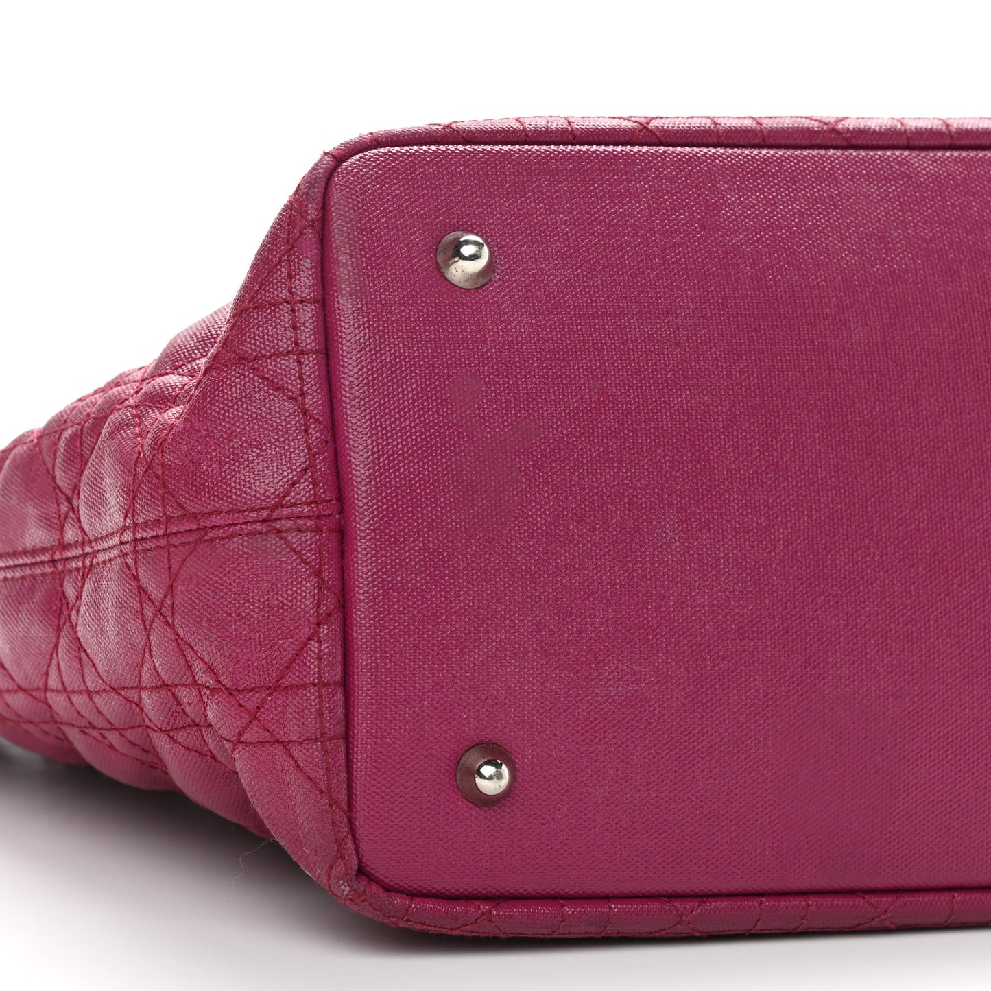 Coated Canvas Cannage Small Panarea Tote Fuchsia