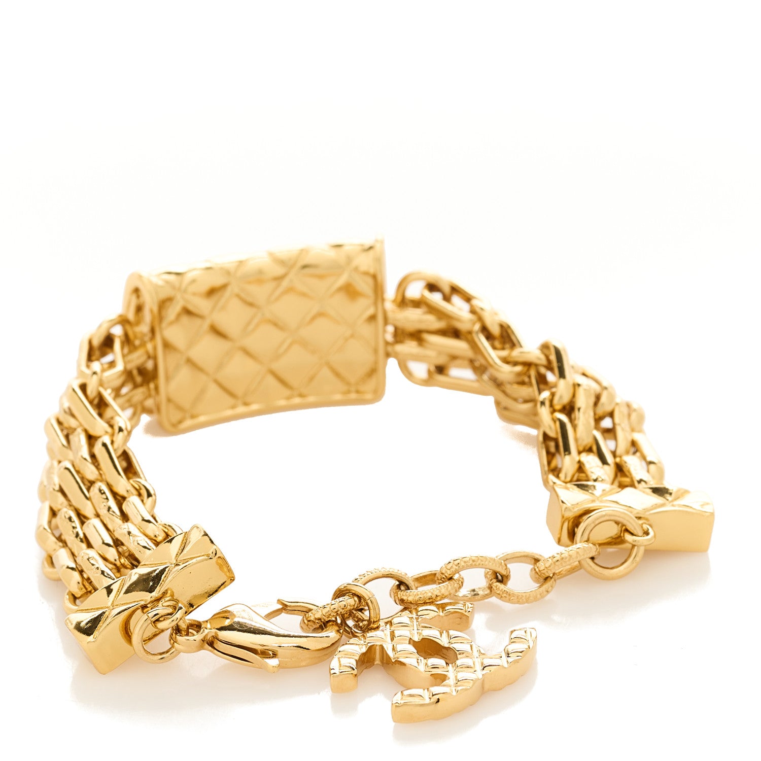 Chanel Metal CC Chain Flap Bag Bracelet Gold 3 of 4