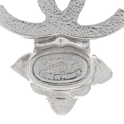 Chanel Crystal Pearl Flower CC Earrings Silver 4 of 4