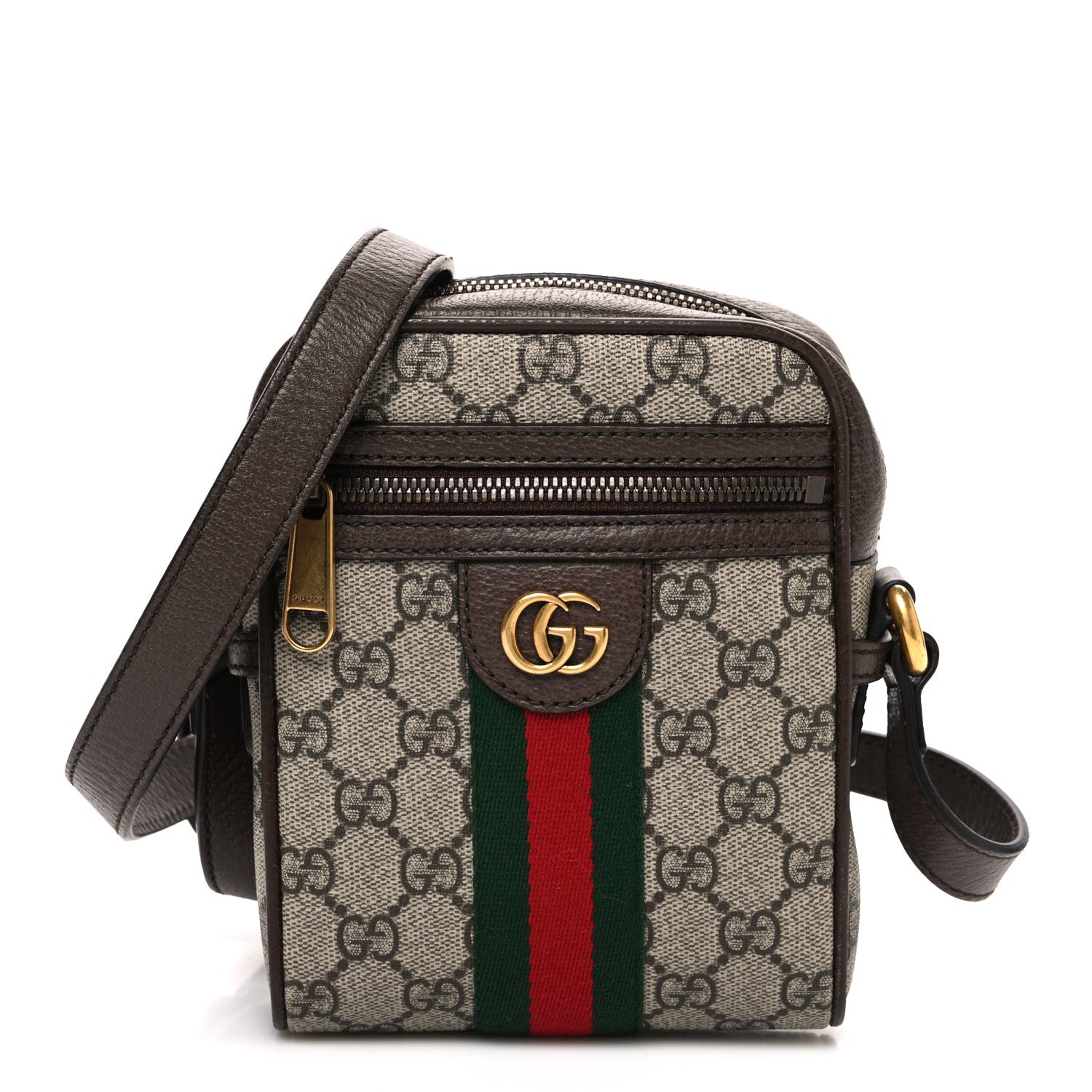Gucci GG Supreme Monogram Web Mini Ophidia Messenger Brown 1 of 9