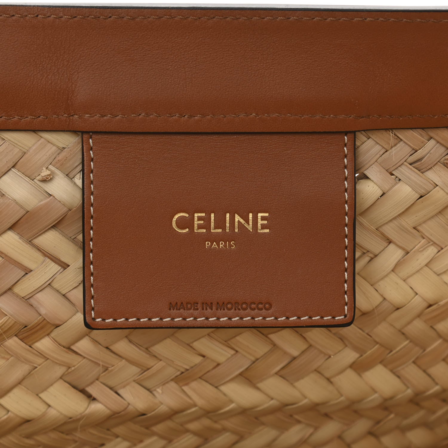 Celine Raffia Calfskin Studs Basket Shoulder Bag Tote Tan 6 of 10