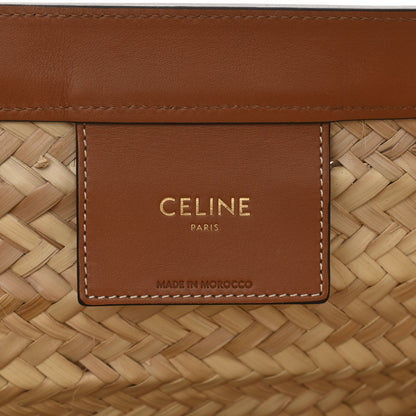 Celine Raffia Calfskin Studs Basket Shoulder Bag Tote Tan 6 of 10
