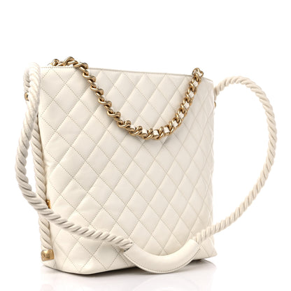 Chanel Crumpled Calfskin En Vogue Rope Hobo Bag White 3 of 10
