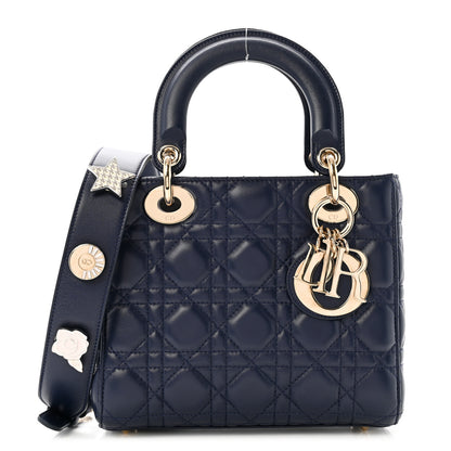 Christian Dior Lambskin Cannage Small Lucky Badges My Lady Dior Navy 1 of 9