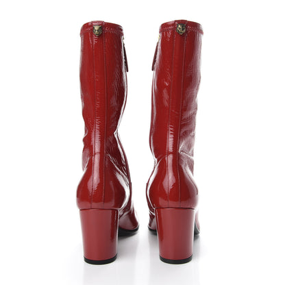 Gucci Patent Calfskin Stretch Boots 38.5 Hibiscus Red 6 of 10