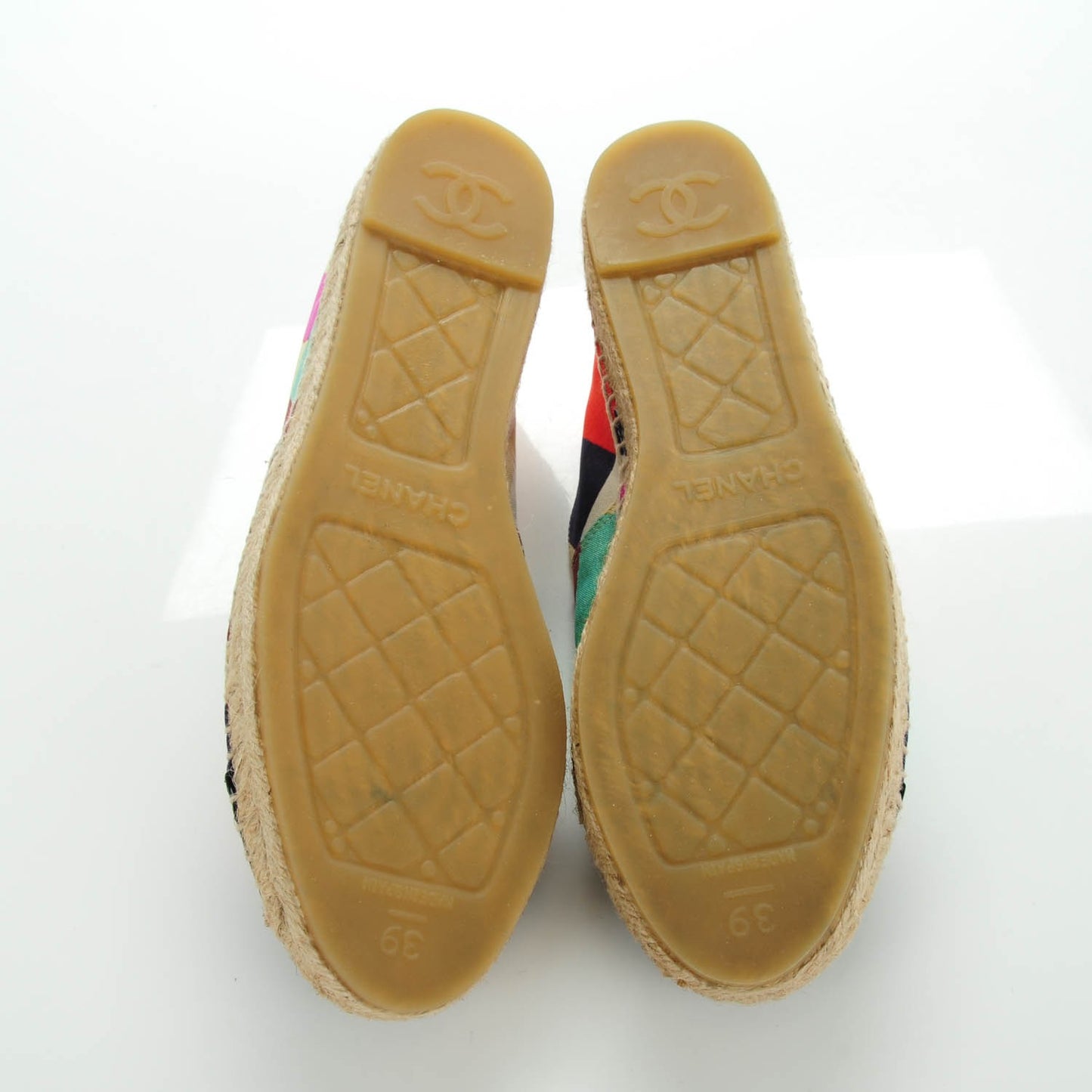 Fabric Striped Patent CC Espadrilles 39 Multicolor Black