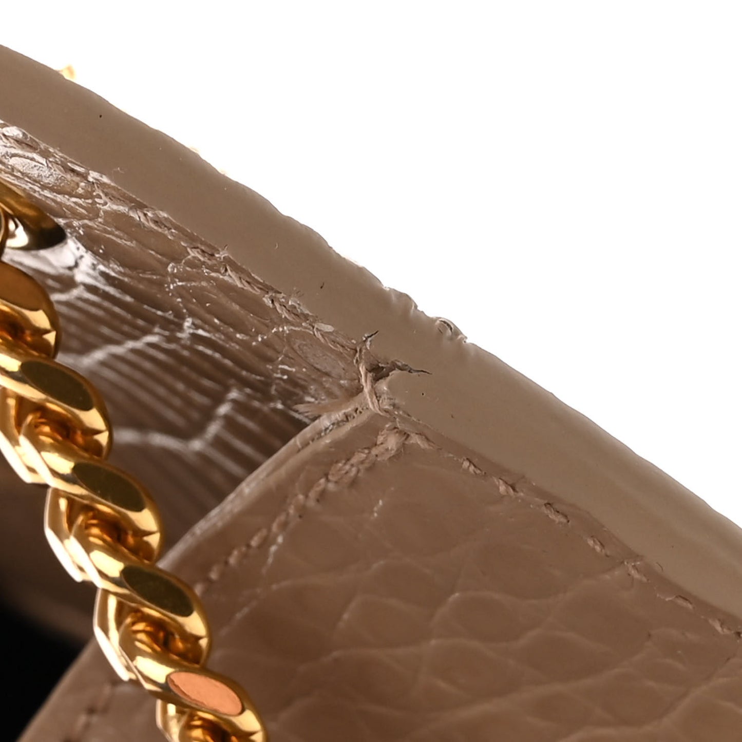 Calfskin Crocodile Embossed Medium Classic Monogram Kate Tassel Satchel Dark Beige