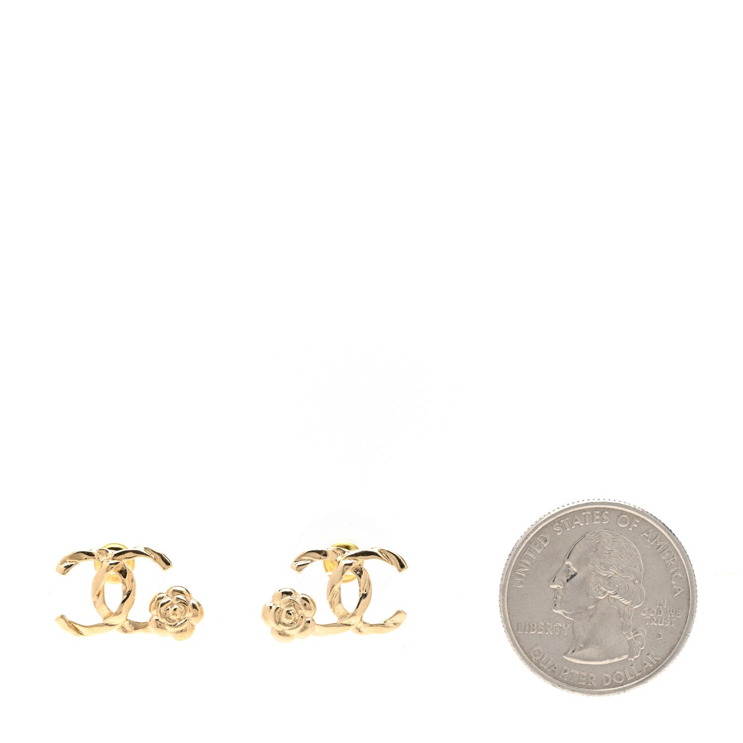 Chanel Metal Camellia CC Earrings Gold 2 of 5