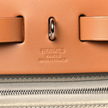 Hermes Military Toile Vache Hunter Herbag Zip Retourne 31 PM Beton Naturel 6 of 10
