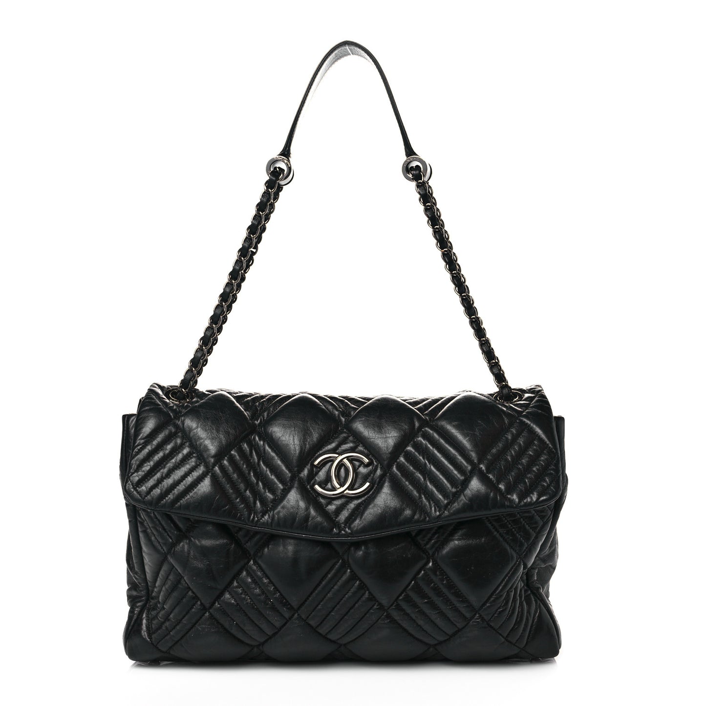 Lambskin In and Out XL Maxi Flap Black