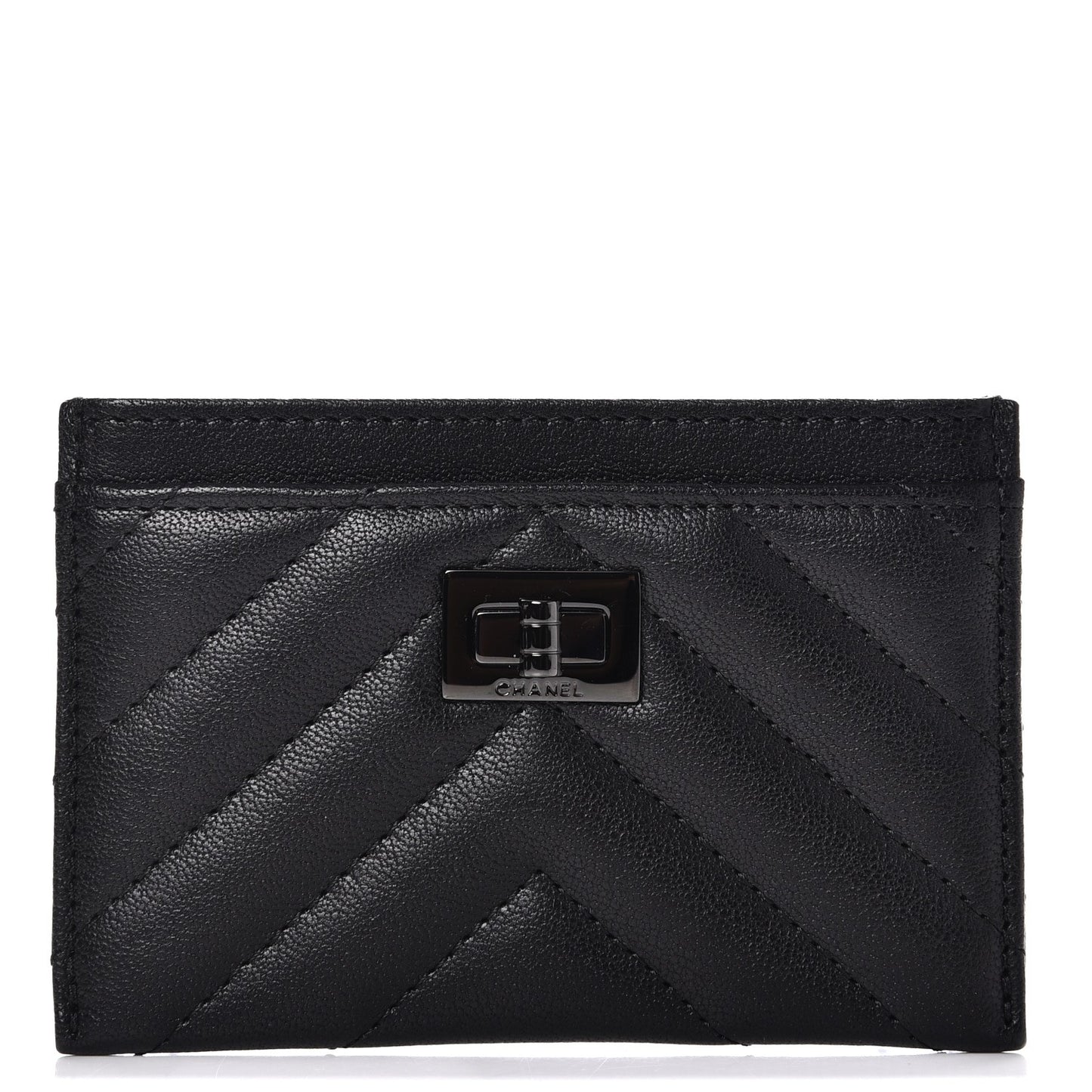 Sheepskin Chevron Quilted Reissue Card Holder So Black