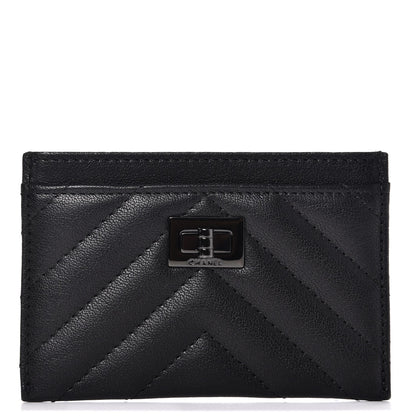 Chanel Sheepskin Chevron Quilted Reissue Card Holder So Black 1 of 9
