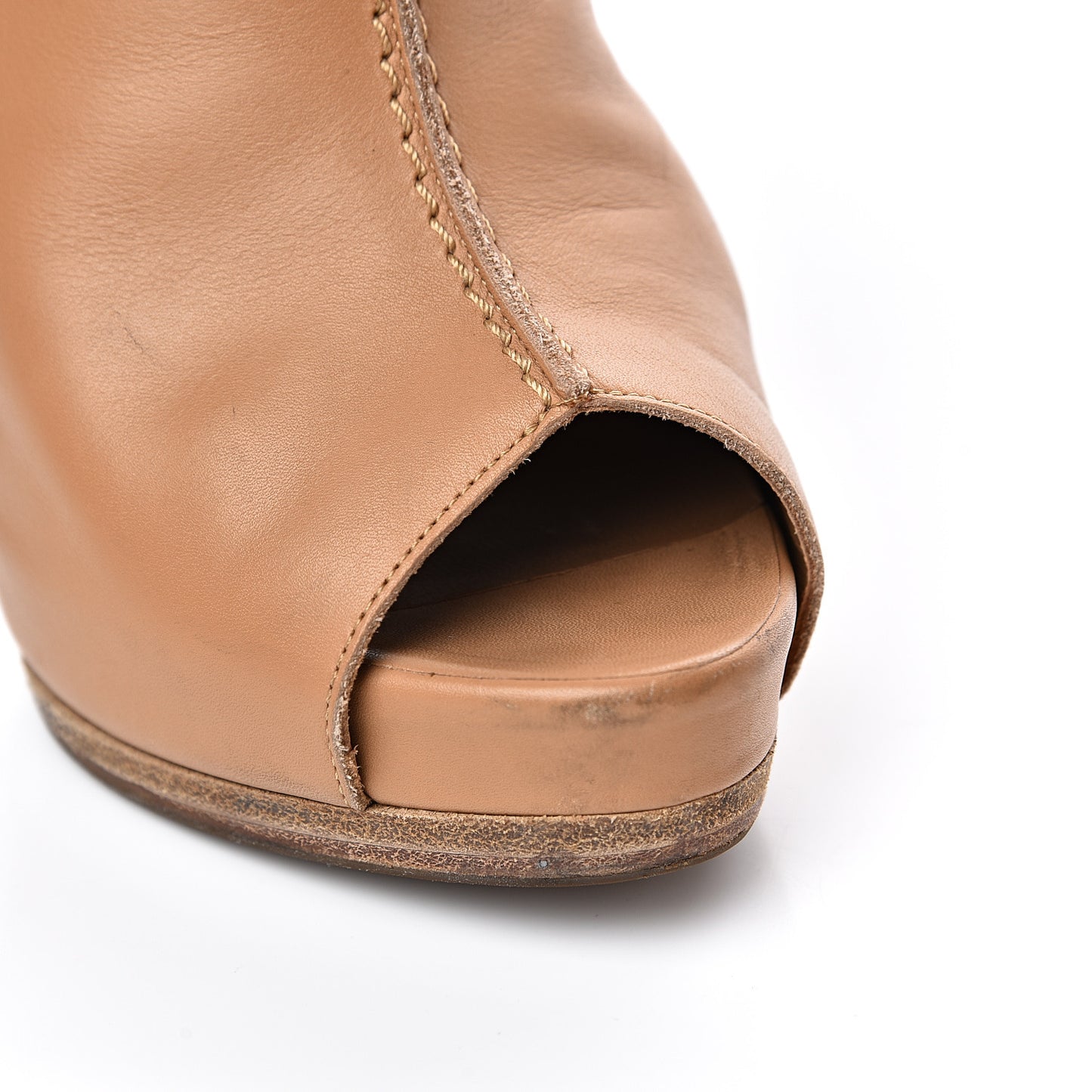 Calfskin Ankle Peep Toe Booties 36
