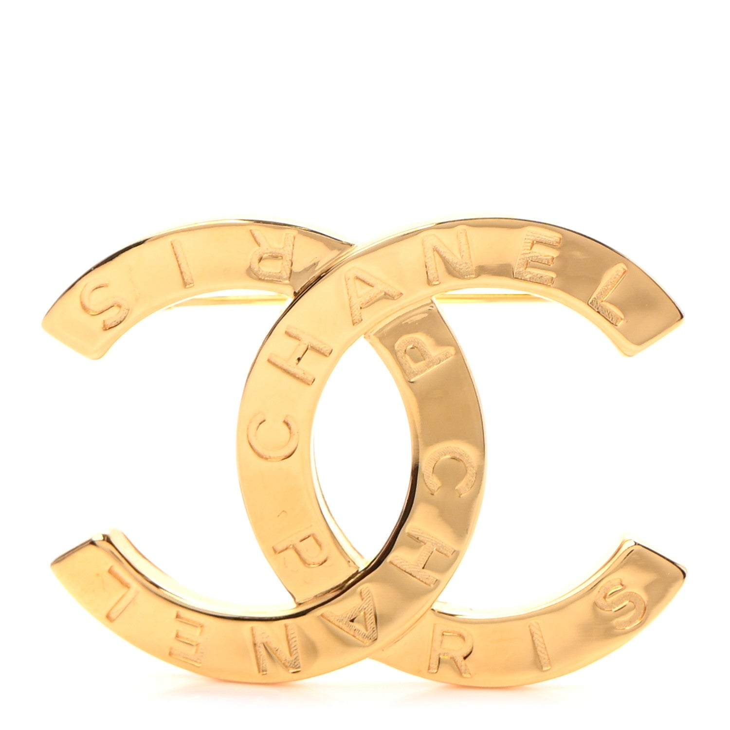 Chanel Metal Paris Button CC Large Brooch Gold 1 of 5